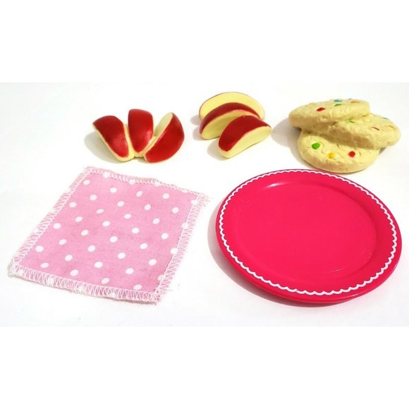 COOKIES APPLE SLICES PLATE NAPKIN American Girl Doll Fun & Games Sleepover food - Picture 3 of 10